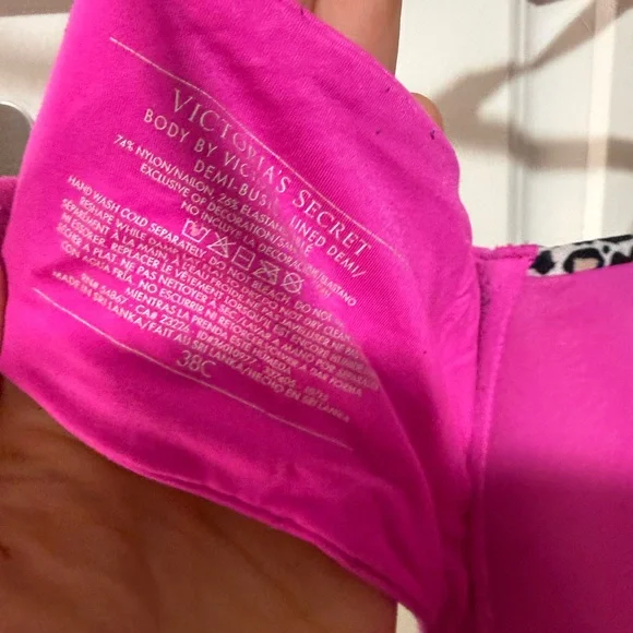 Pink Leopard Trim Women's Bra - Picture 2 of 3